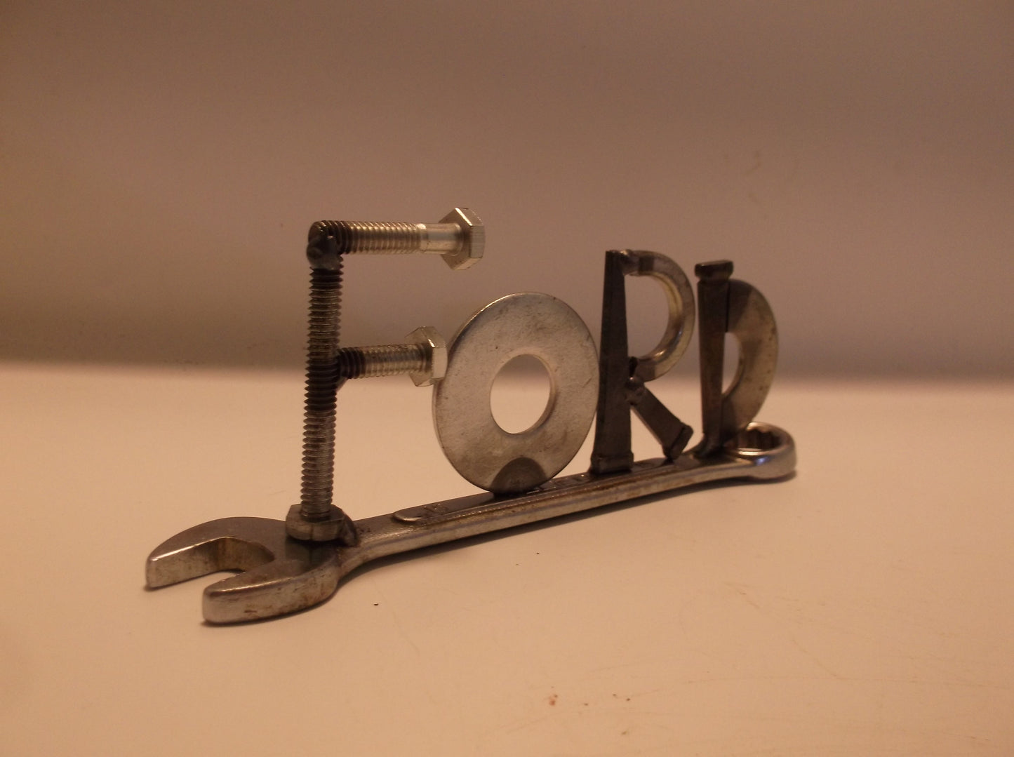 Ford, Miniature Auto wrench gift, Upcycled Letter Art, welded metal art