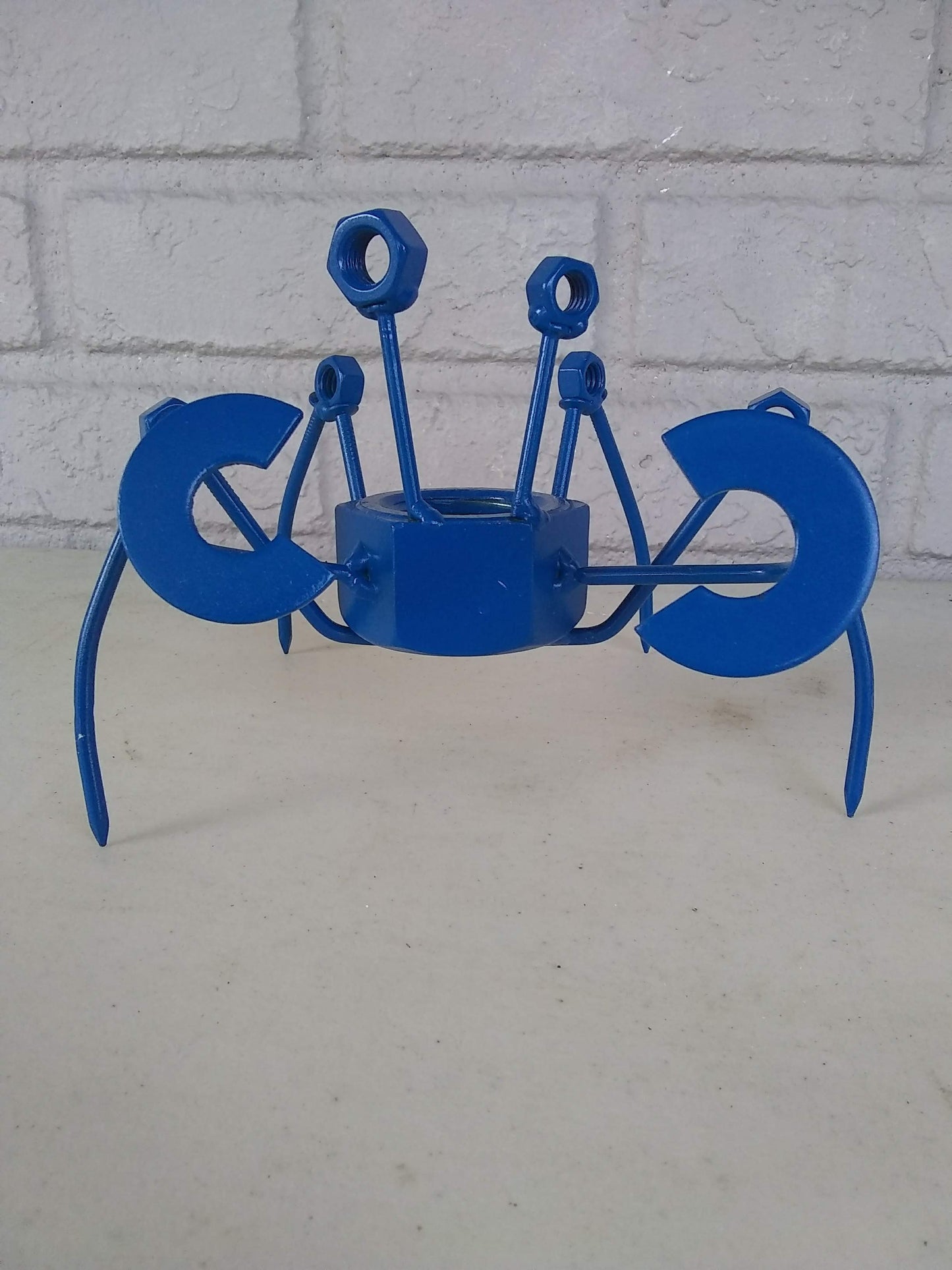 Blue Crab Scrap Metal Recycled Art, Crab Sculpture Figurine