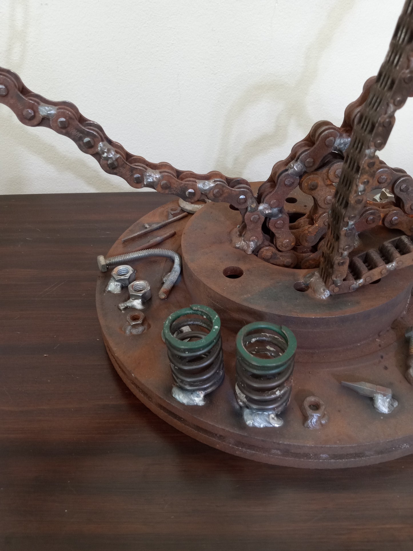 Metal Heart Sculpture of Motorcycle Chains, Rustic Up cycled Welded Metal Art