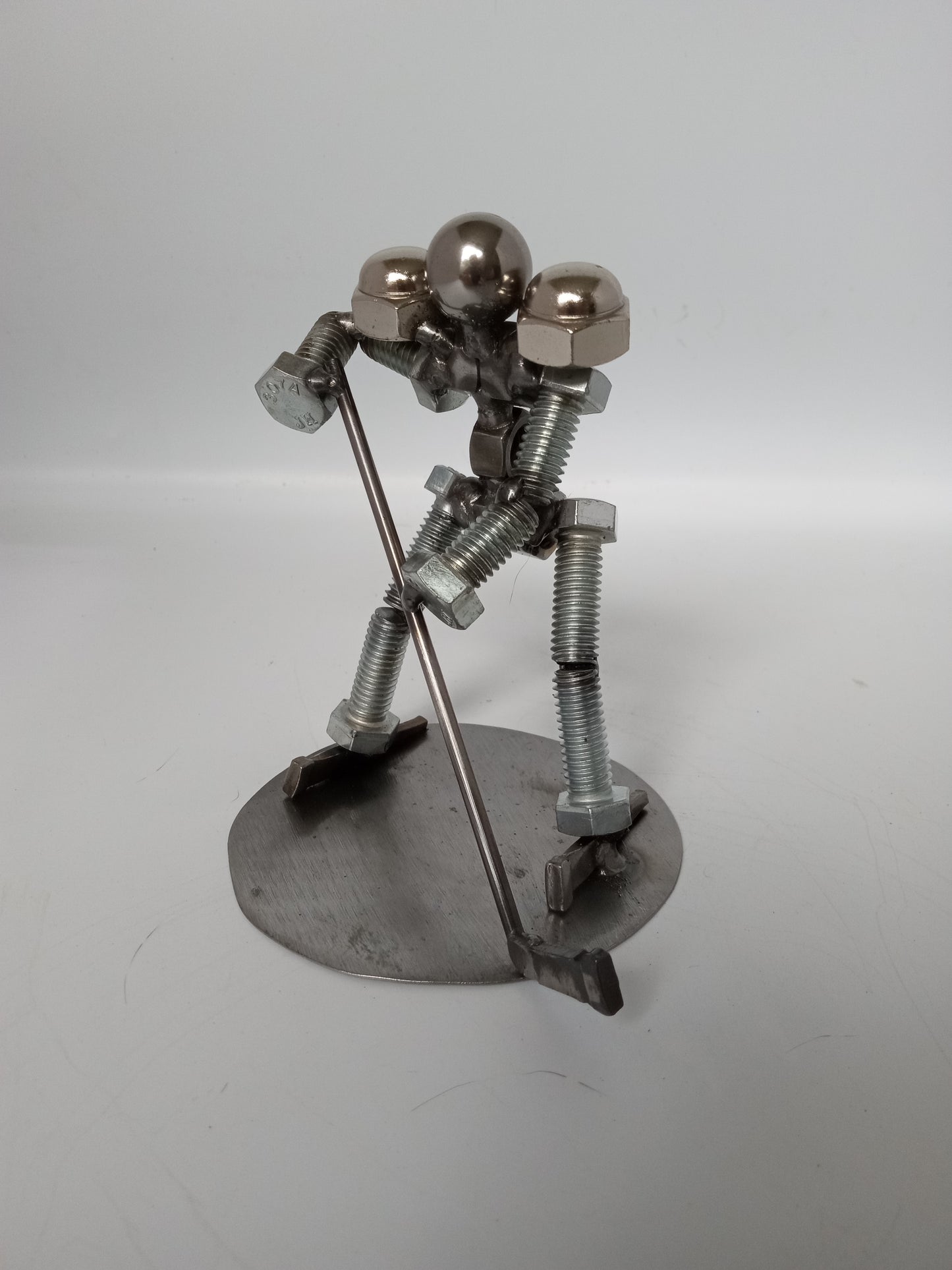 Hockey Player, Metal Bolt Figurine, Athlete, ice skate, sports art