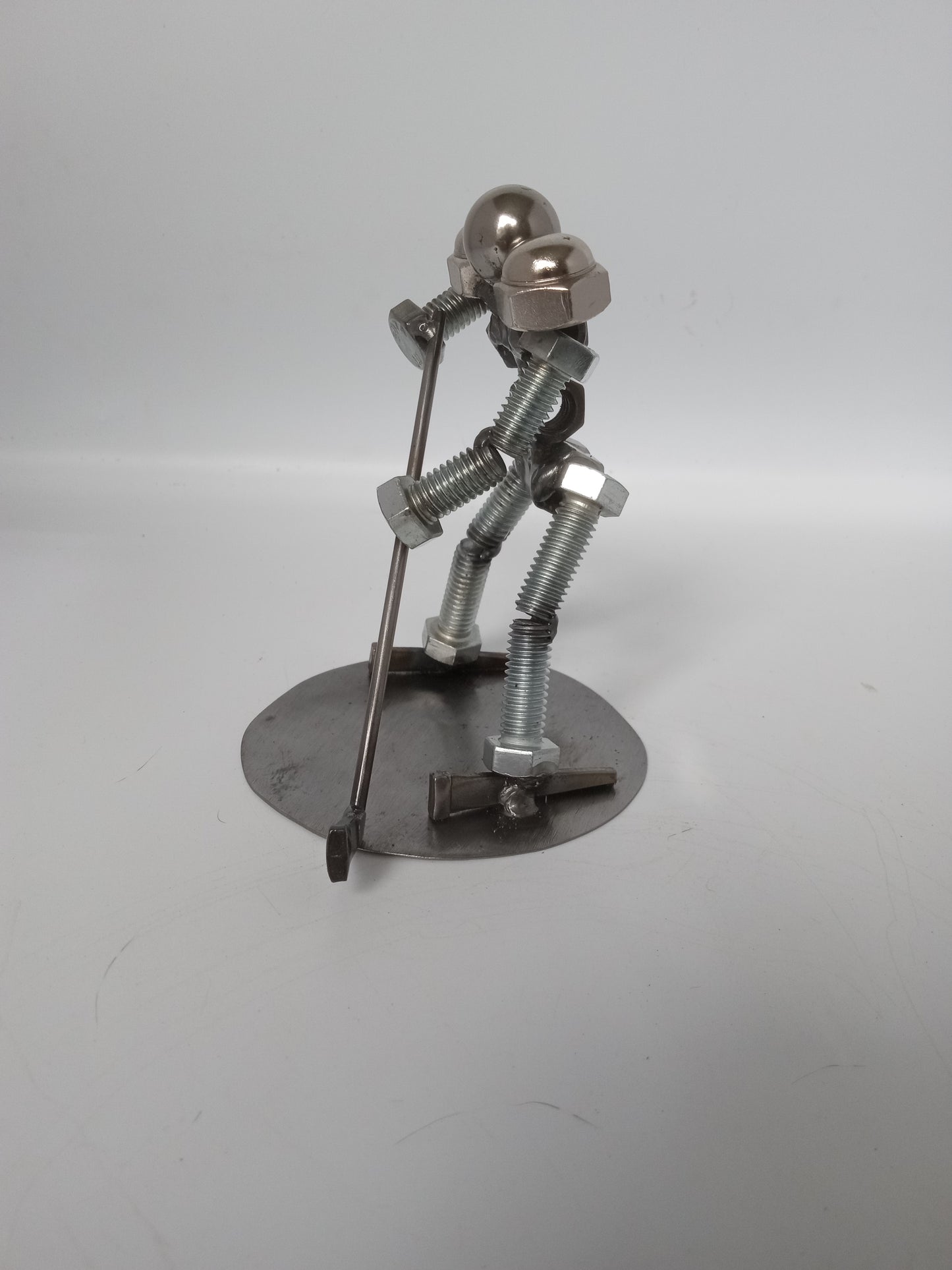 Hockey Player, Metal Bolt Figurine, Athlete, ice skate, sports art