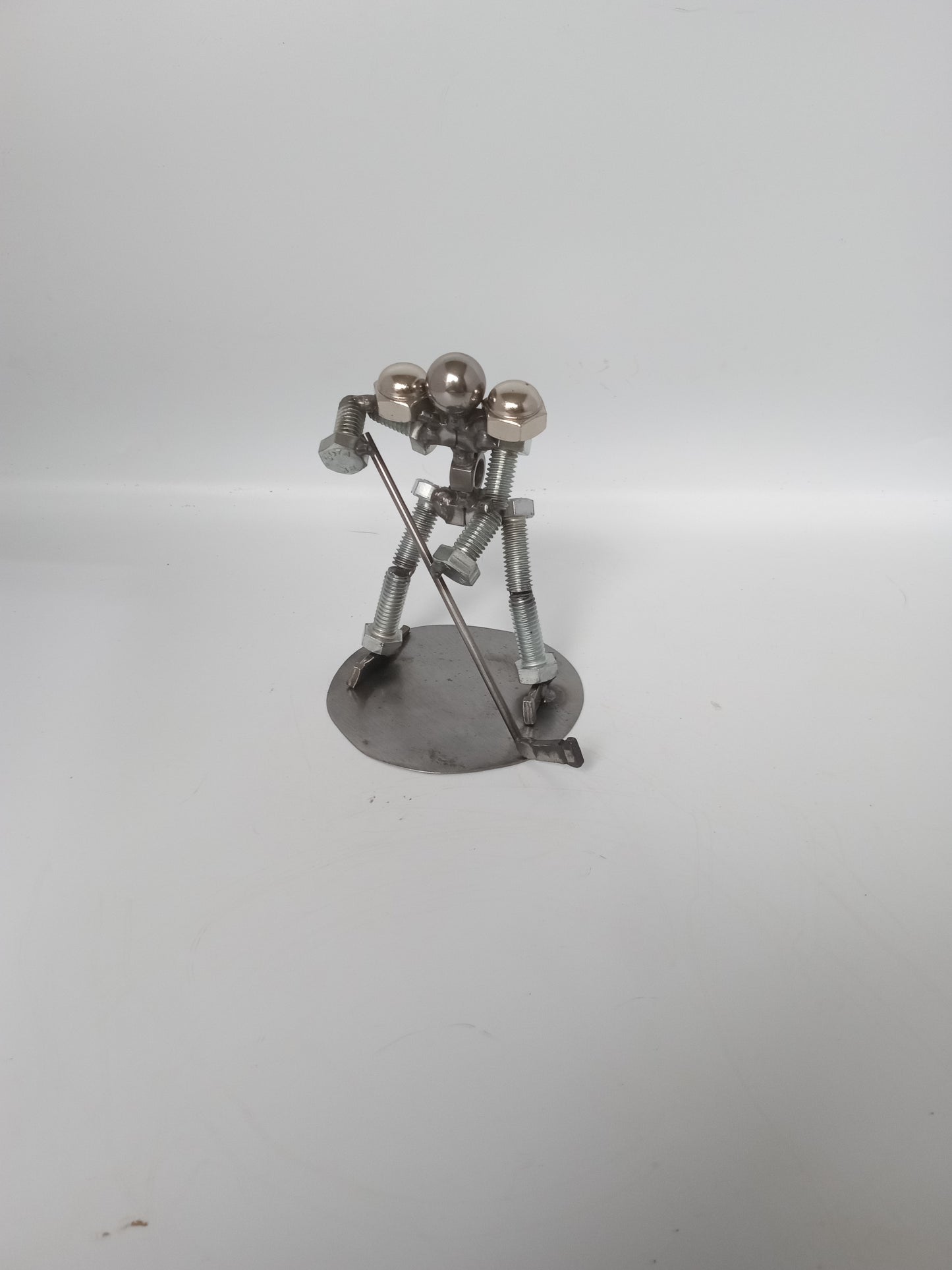 Hockey Player, Metal Bolt Figurine, Athlete, ice skate, sports art