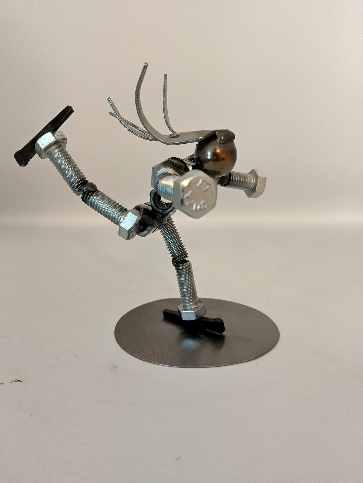 Female Figure Skater, Miniature Metal Bolt Figurine, Up cycled Welded Art, ice skating