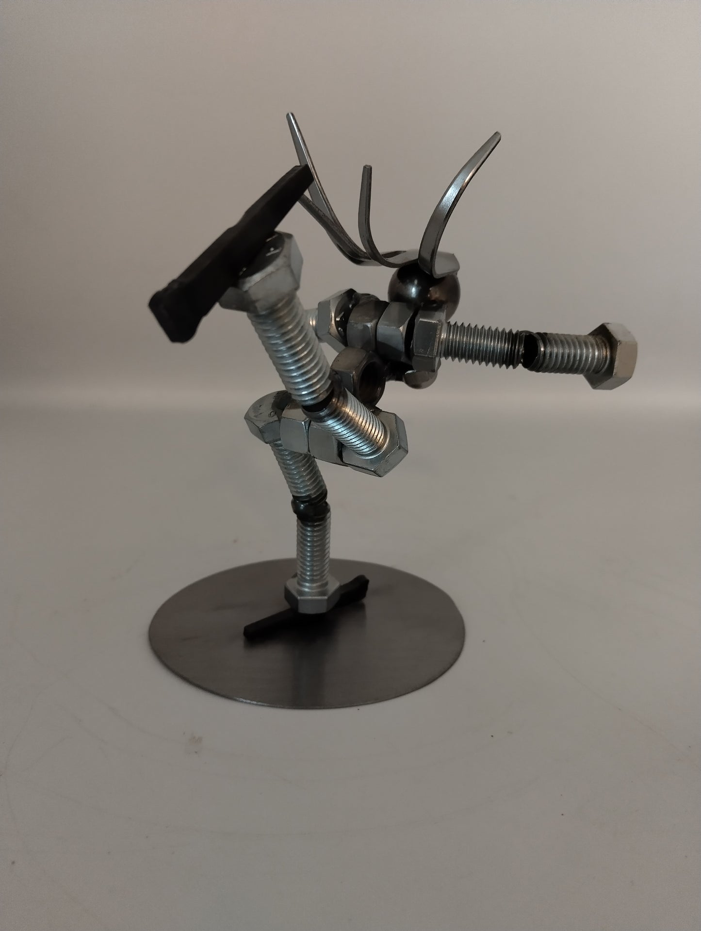 Female Figure Skater, Miniature Metal Bolt Figurine, Up cycled Welded Art, ice skating