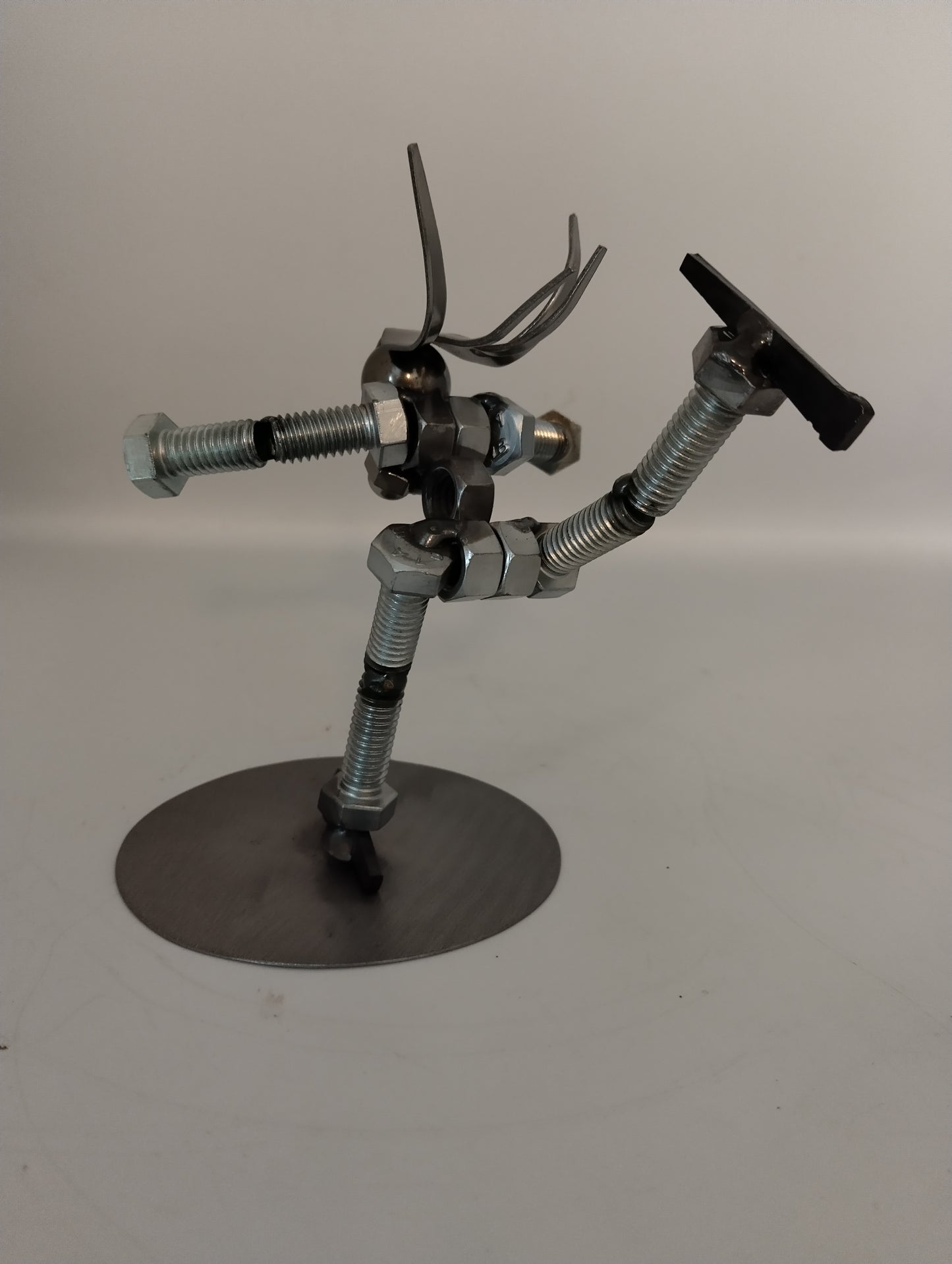 Female Figure Skater, Miniature Metal Bolt Figurine, Up cycled Welded Art, ice skating