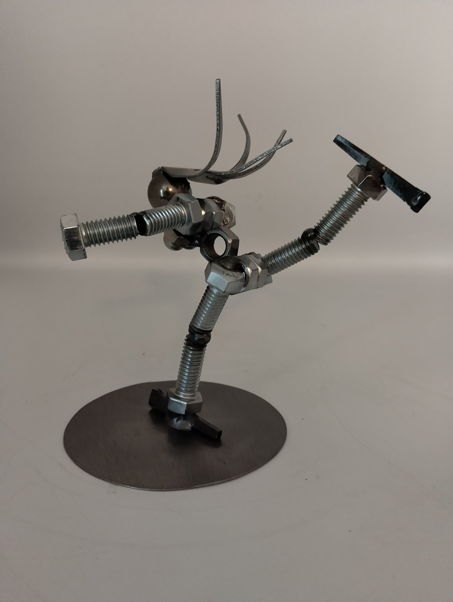 Female Figure Skater, Miniature Metal Bolt Figurine, Up cycled Welded Art, ice skating
