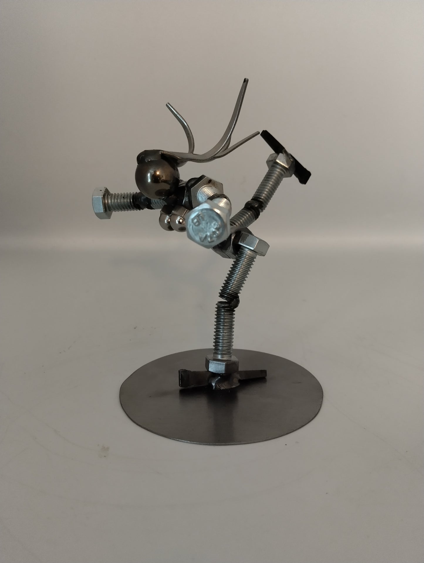 Female Figure Skater, Miniature Metal Bolt Figurine, Up cycled Welded Art, ice skating