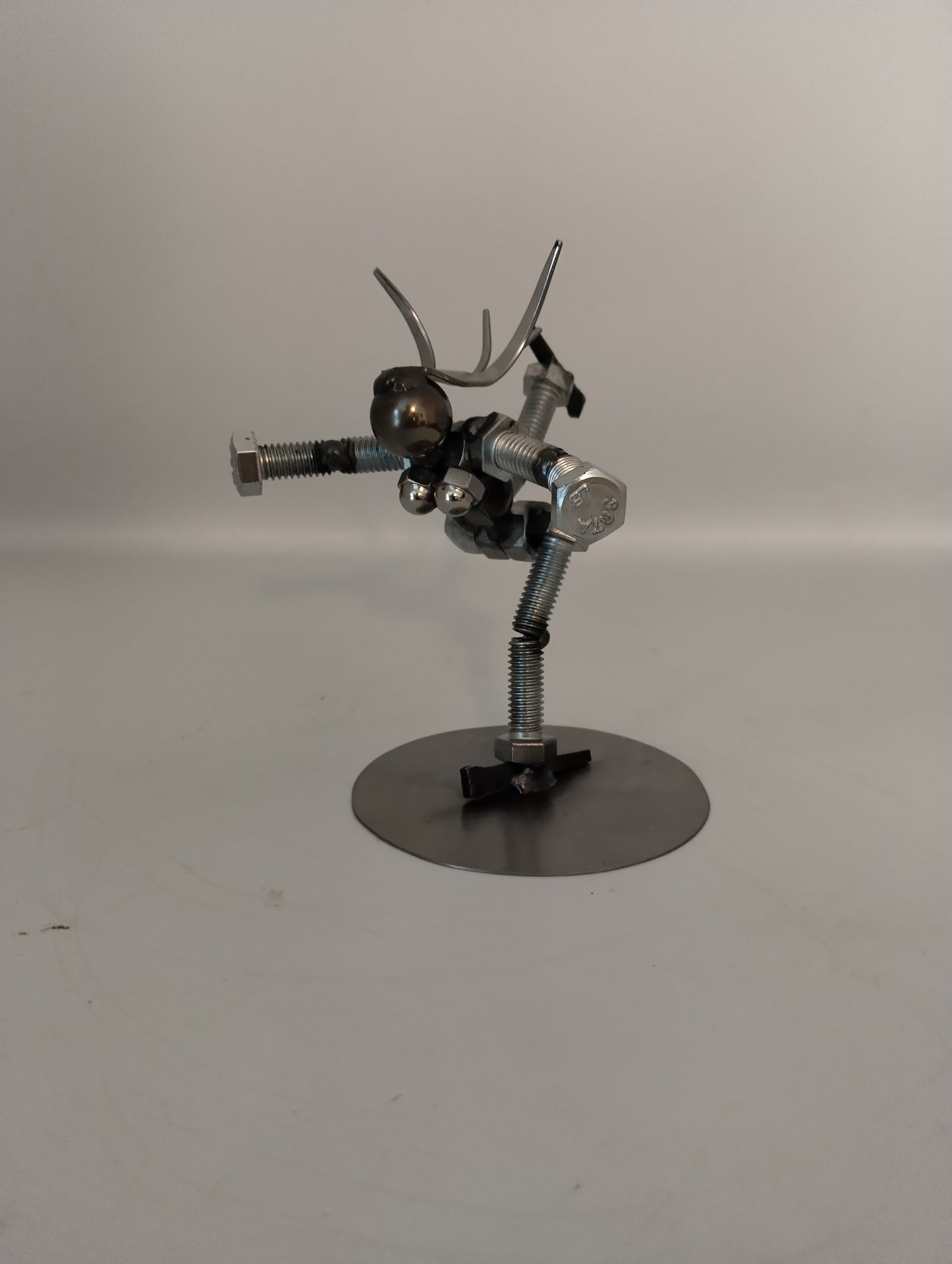 Female Figure Skater, Miniature Metal Bolt Figurine, Up cycled Welded Art, ice skating