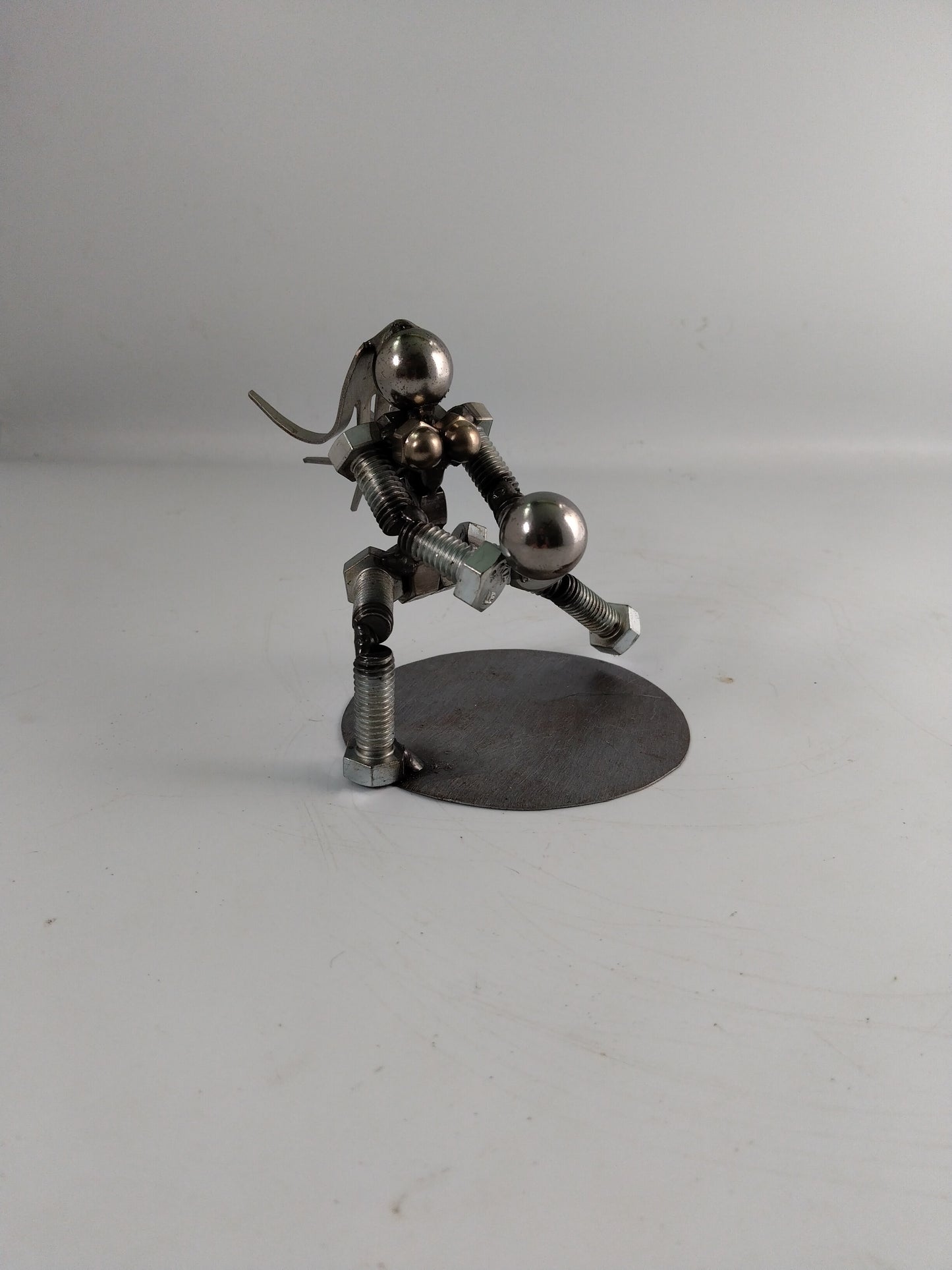 Female Volleyball Player, Metal Figurine, Upcycled Metal Art