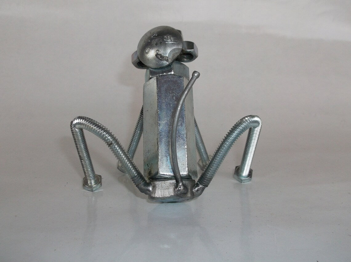 Monkey Miniature Figurine, recycled hardware welded metal art