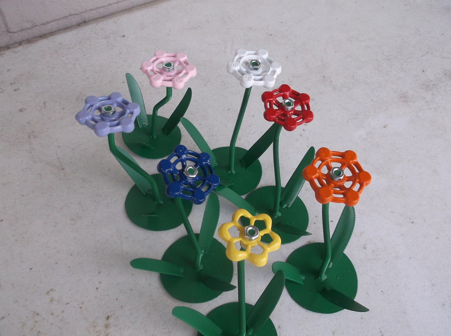 Blue Metal Flowers, Sculptured Floral Decor, Faucet Flower
