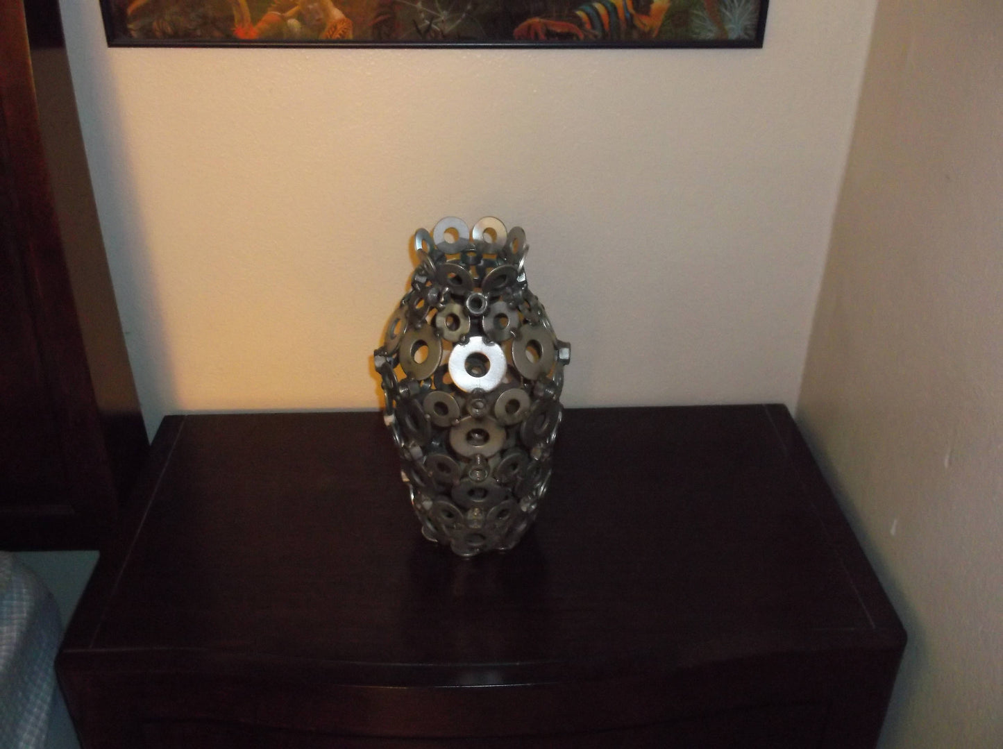 Metal Vase Home Decor, Recycled, Up Cycled,  Welded Metal Sculpture and Art