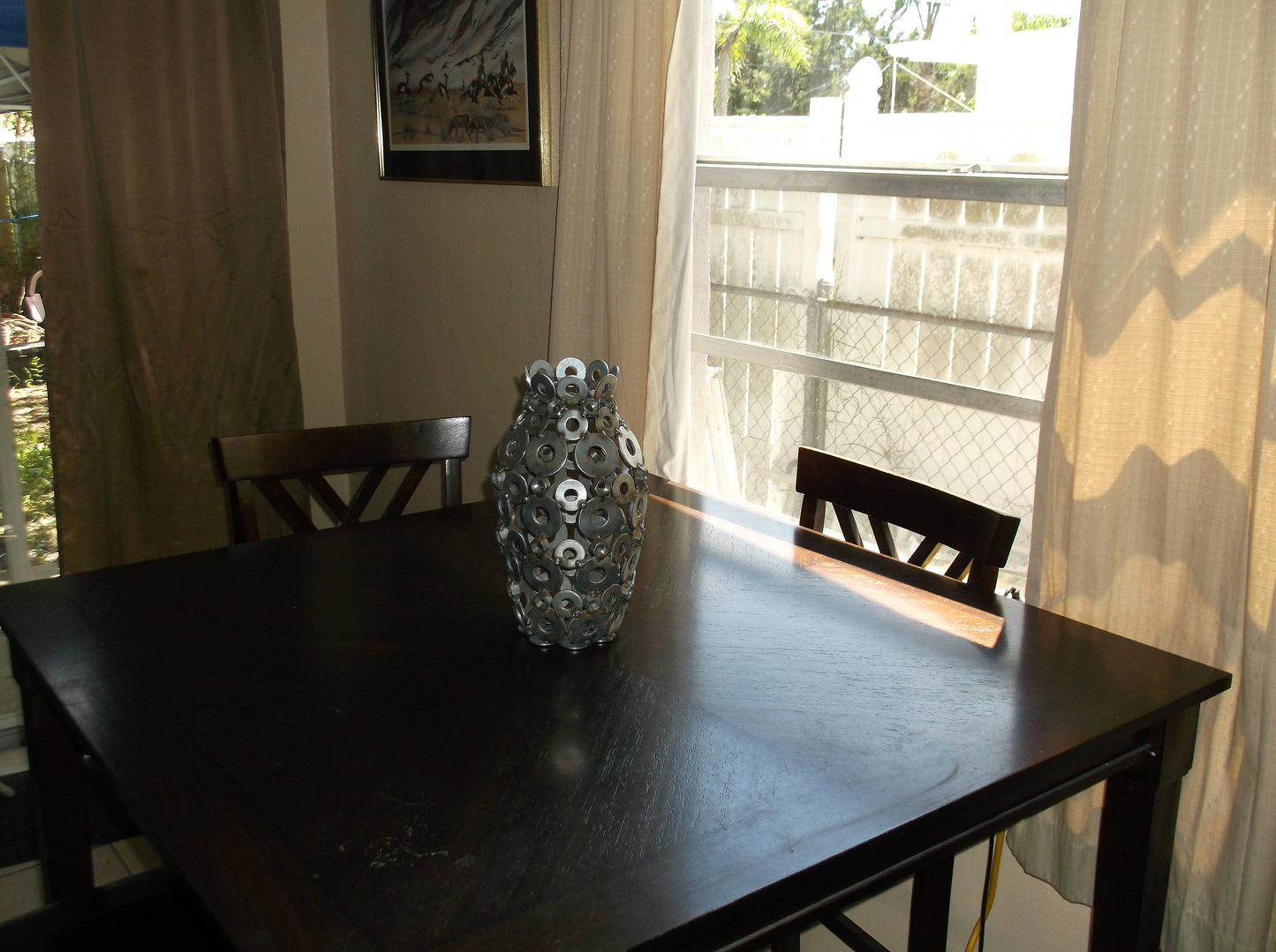 Metal Vase Home Decor, Recycled, Up Cycled,  Welded Metal Sculpture and Art