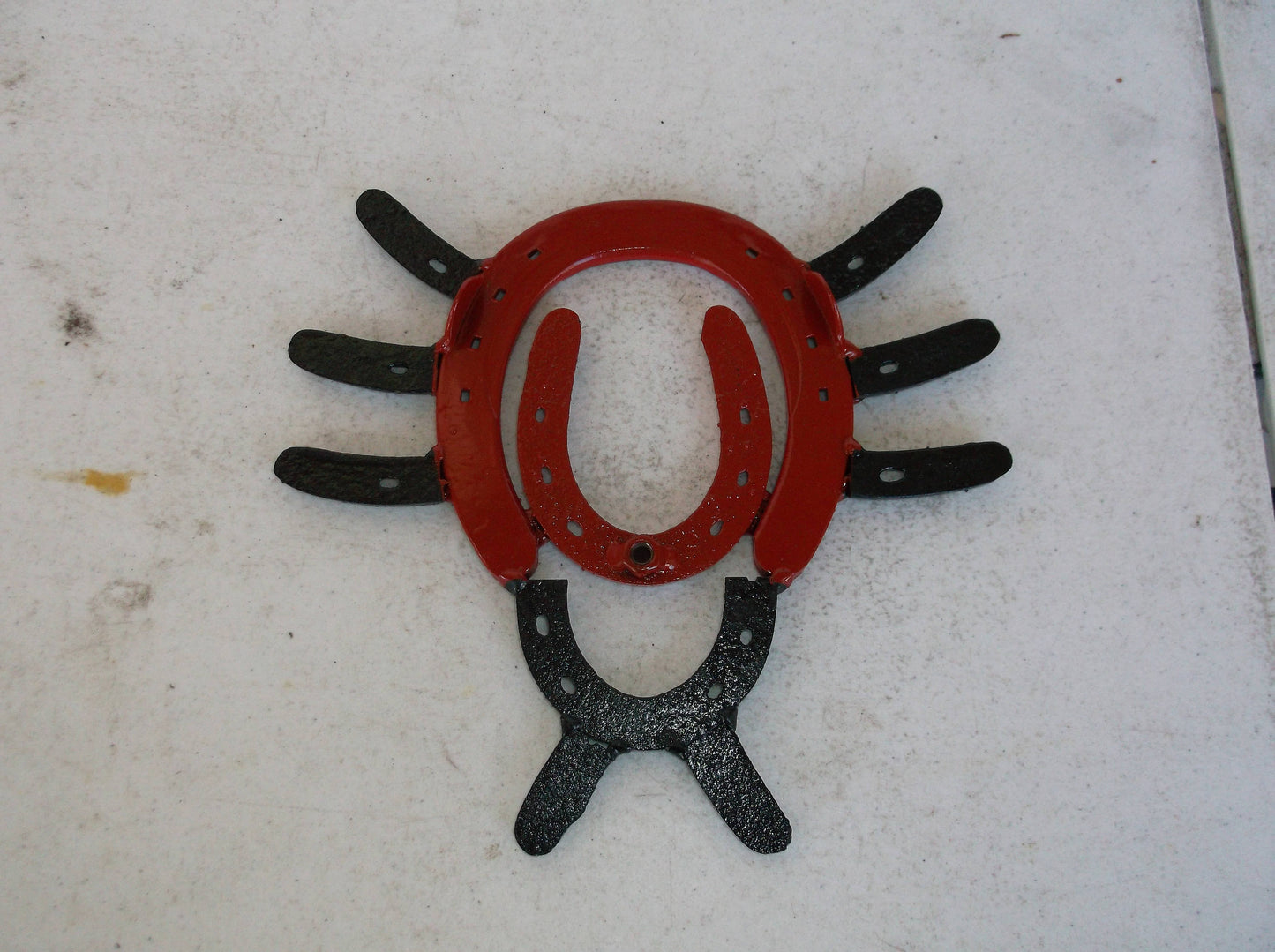 Lady Bug Horseshoe Garden stake, Welded Metal Yard Art