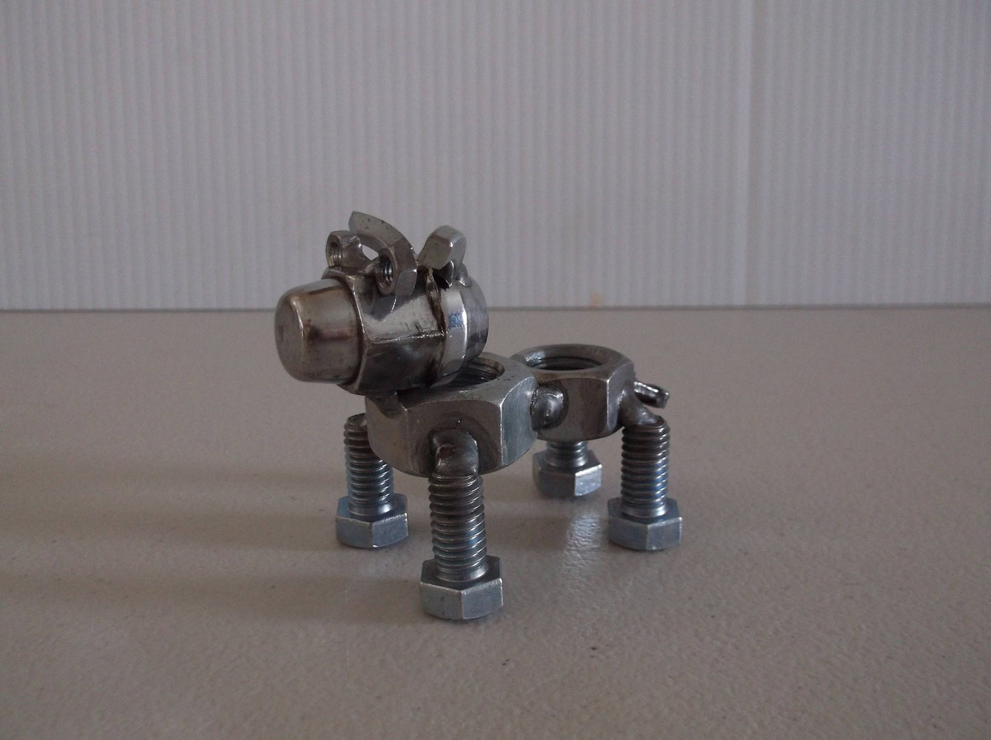 Pitbull, Metal Dog Figurine, Upcycled Art, Miniature Dog
