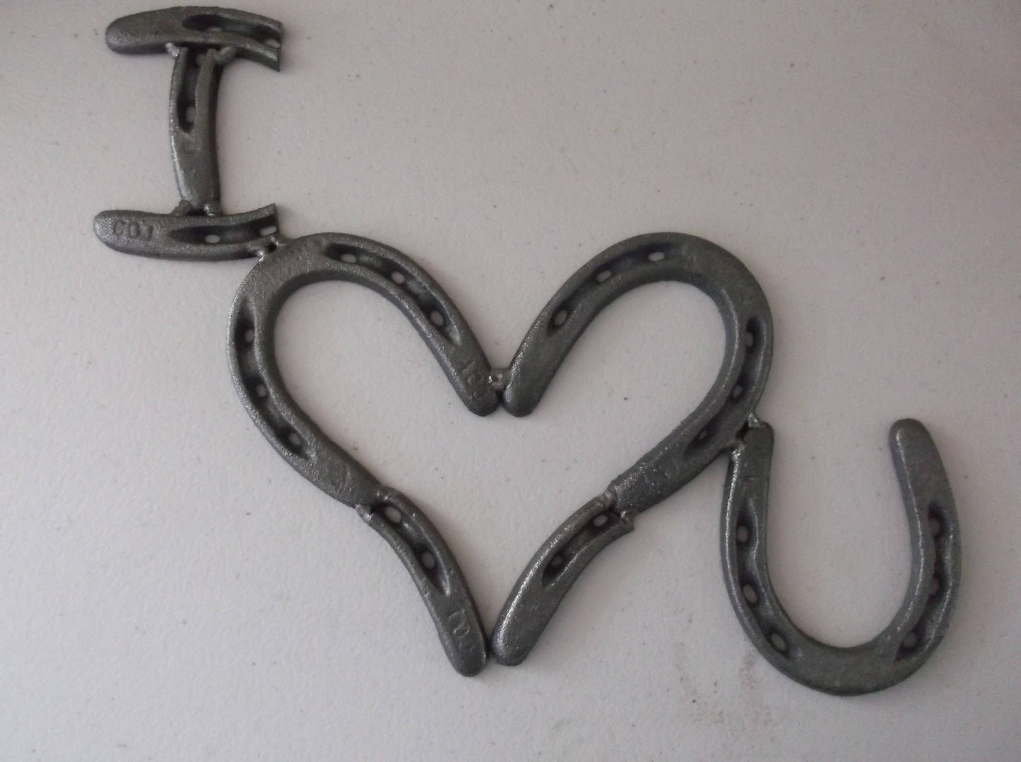 Red Horseshoe Heart, "I Love You" wall art, Horseshoe Art
