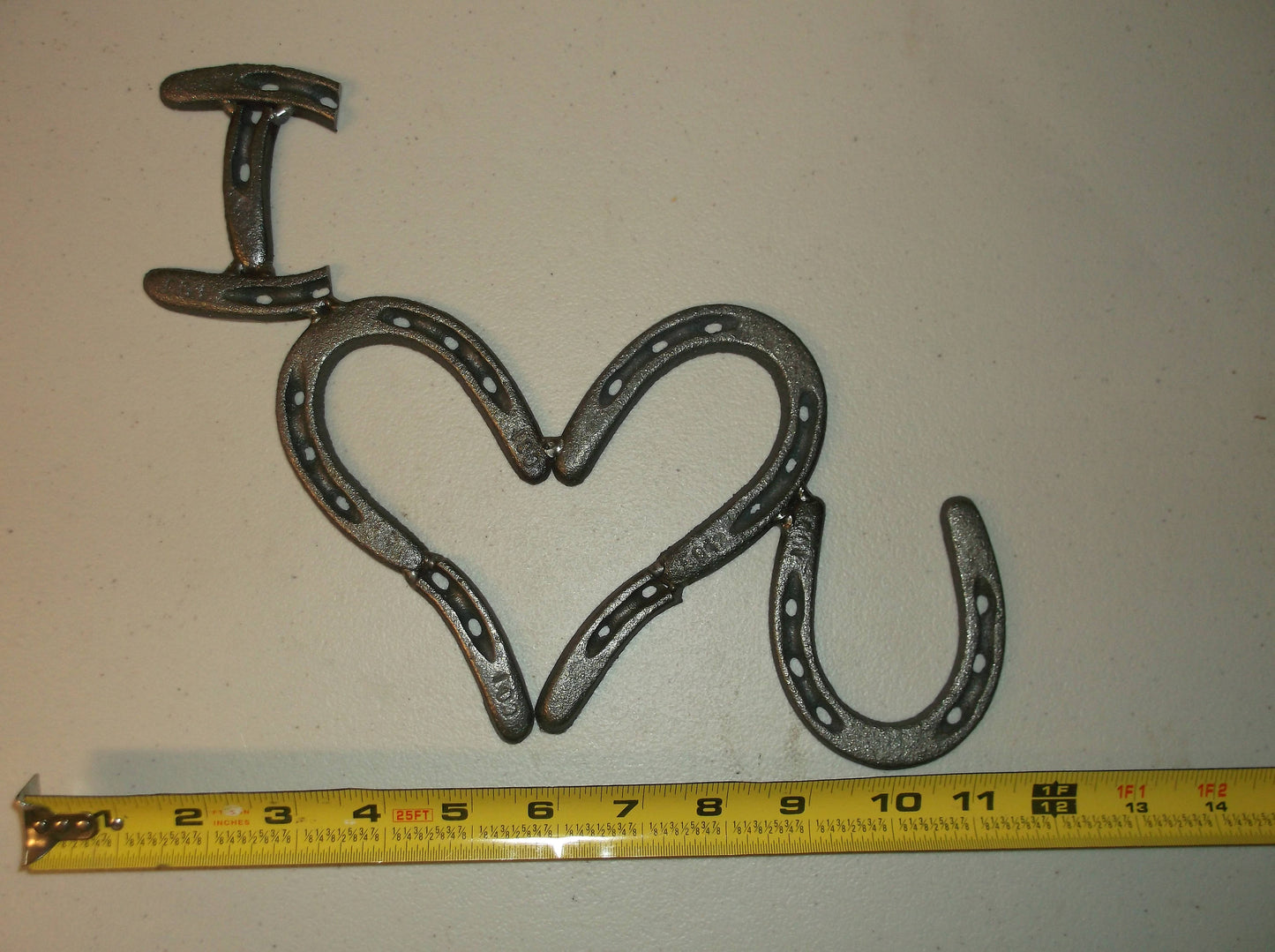 Red Horseshoe Heart, "I Love You" wall art, Horseshoe Art