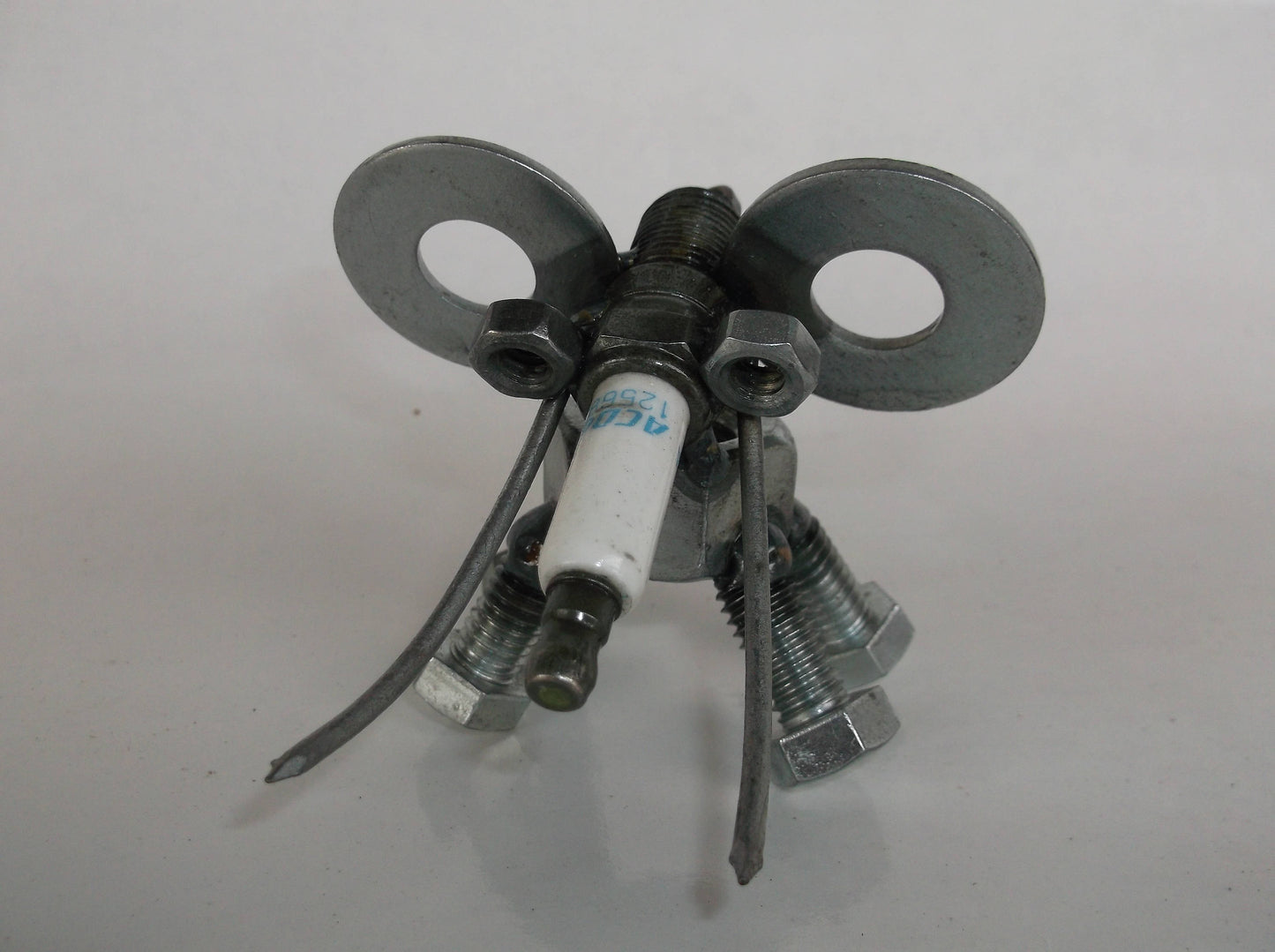 Elephant, Elephant Figurine, Metal Elephant Sculpture, Spark Plug Elephant Art