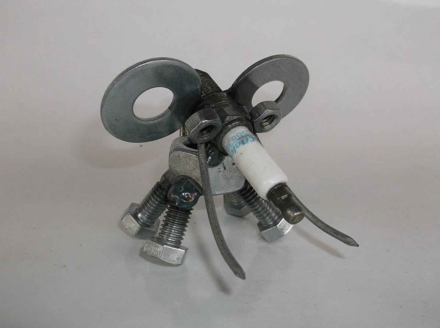 Elephant, Elephant Figurine, Metal Elephant Sculpture, Spark Plug Elephant Art