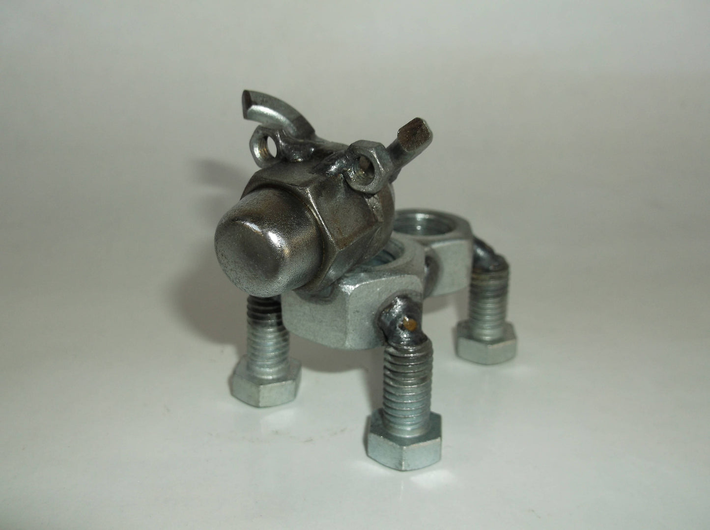 Pitbull, Metal Dog Figurine, Upcycled Art, Miniature Dog