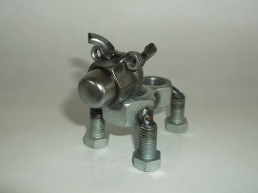 Pitbull, Metal Dog Figurine, Upcycled Art, Miniature Dog