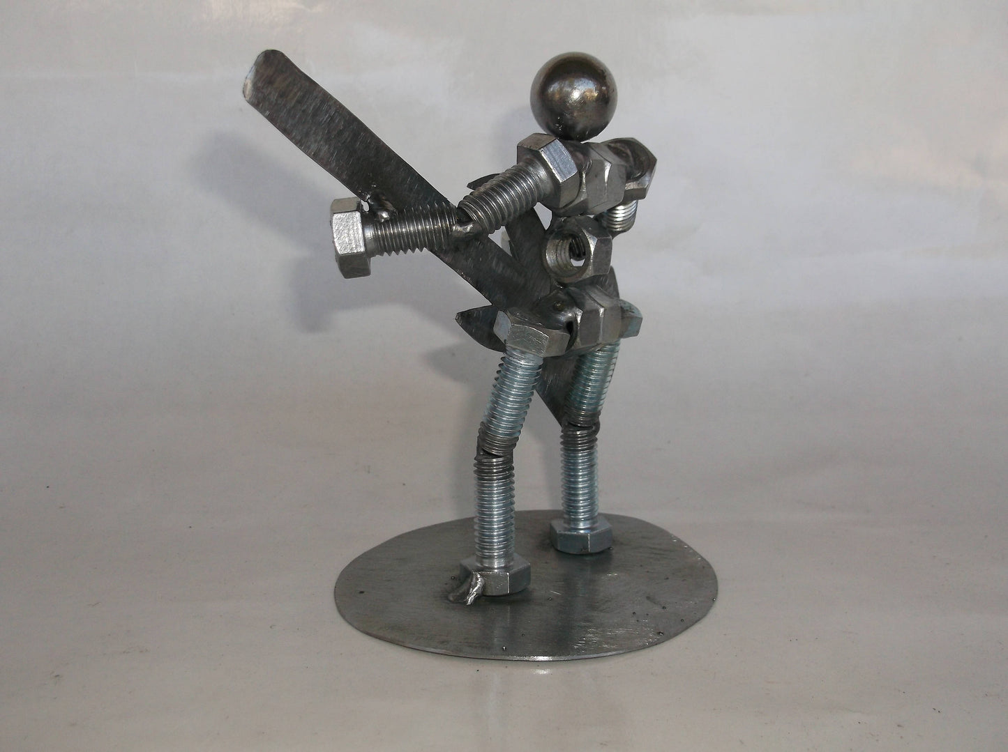 Bass Guitarist, Metal Bolt Figurine, Upcycled Art, Musician