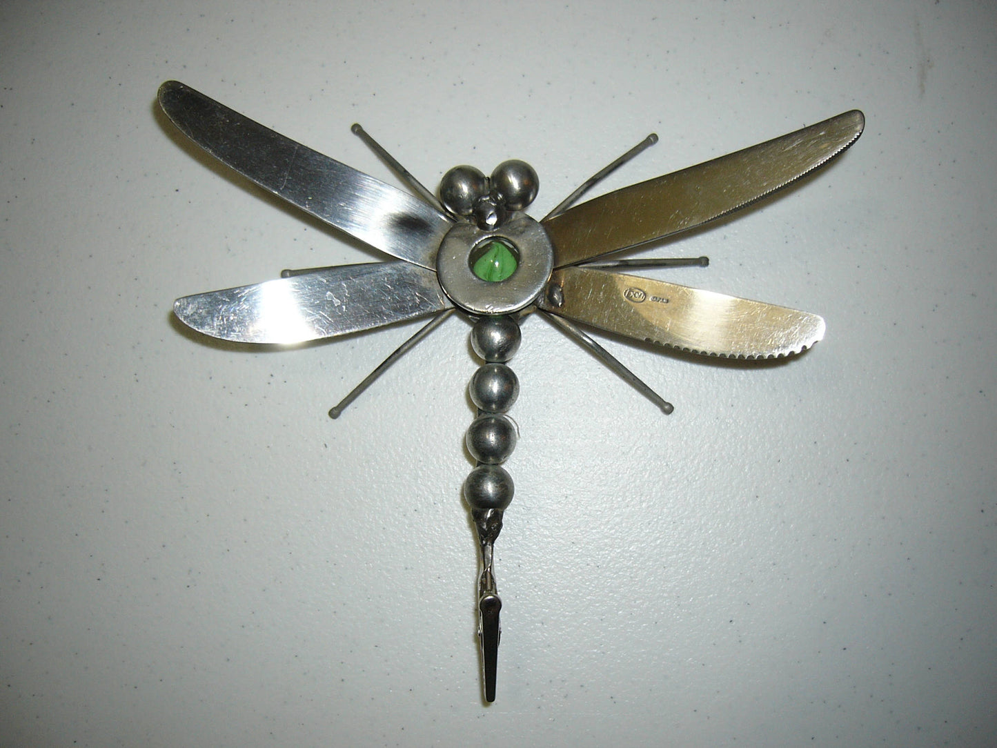 Green Dragonfly Metal Sculpture, Garden Stake, yard art