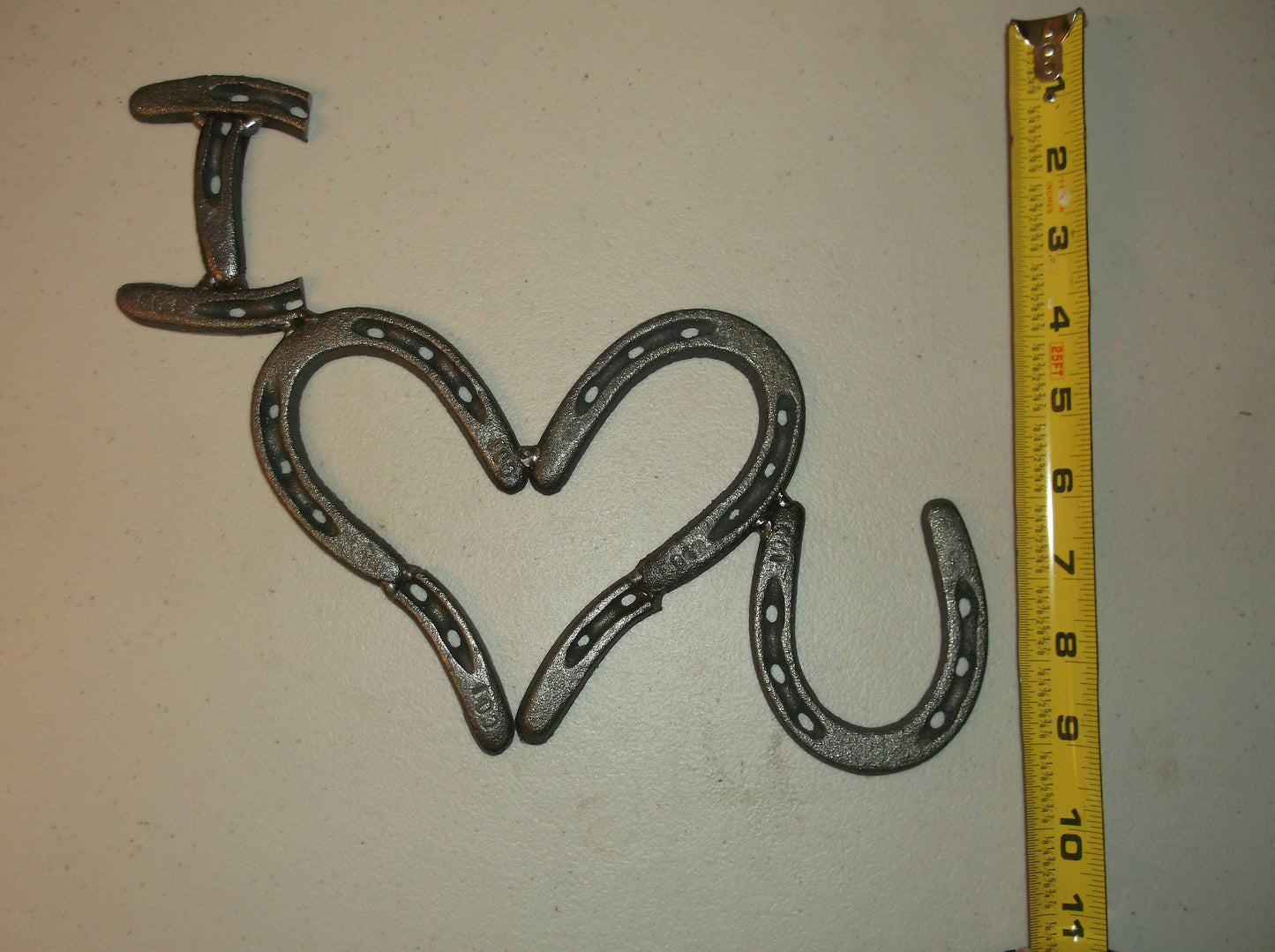 Red Horseshoe Heart, "I Love You" wall art, Horseshoe Art