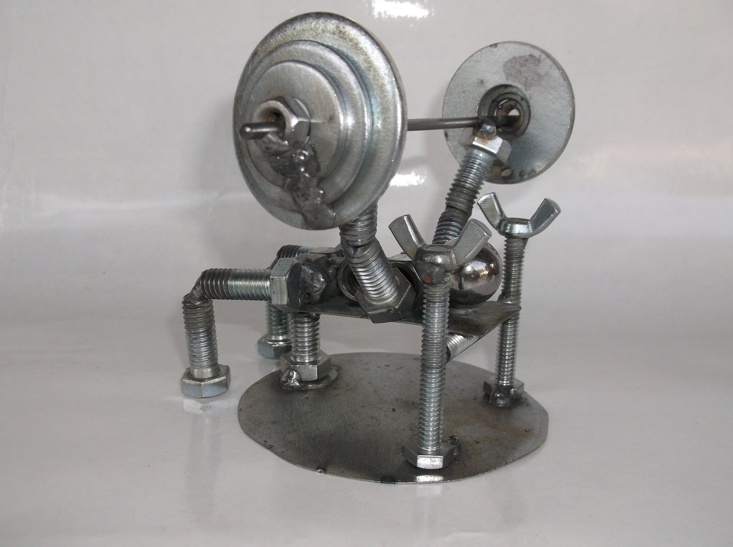 Bench Press Weight Lifter Metal Bolt Figurine