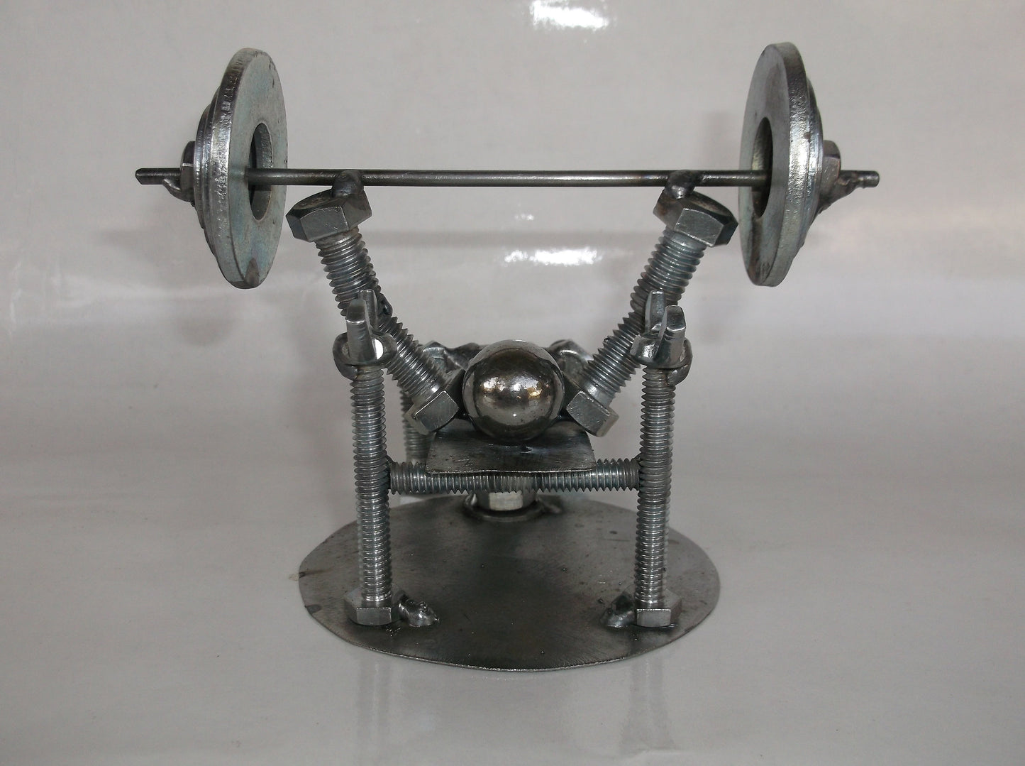 Bench Press Weight Lifter Metal Bolt Figurine