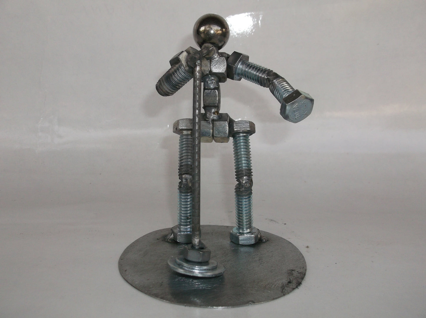 Male Singer Metal Bolt Figurine, Up cycled Art, Musician