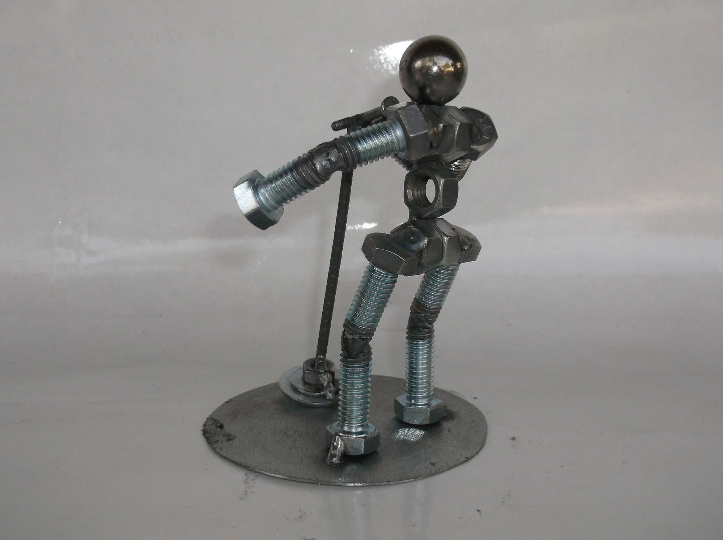 Male Singer Metal Bolt Figurine, Up cycled Art, Musician