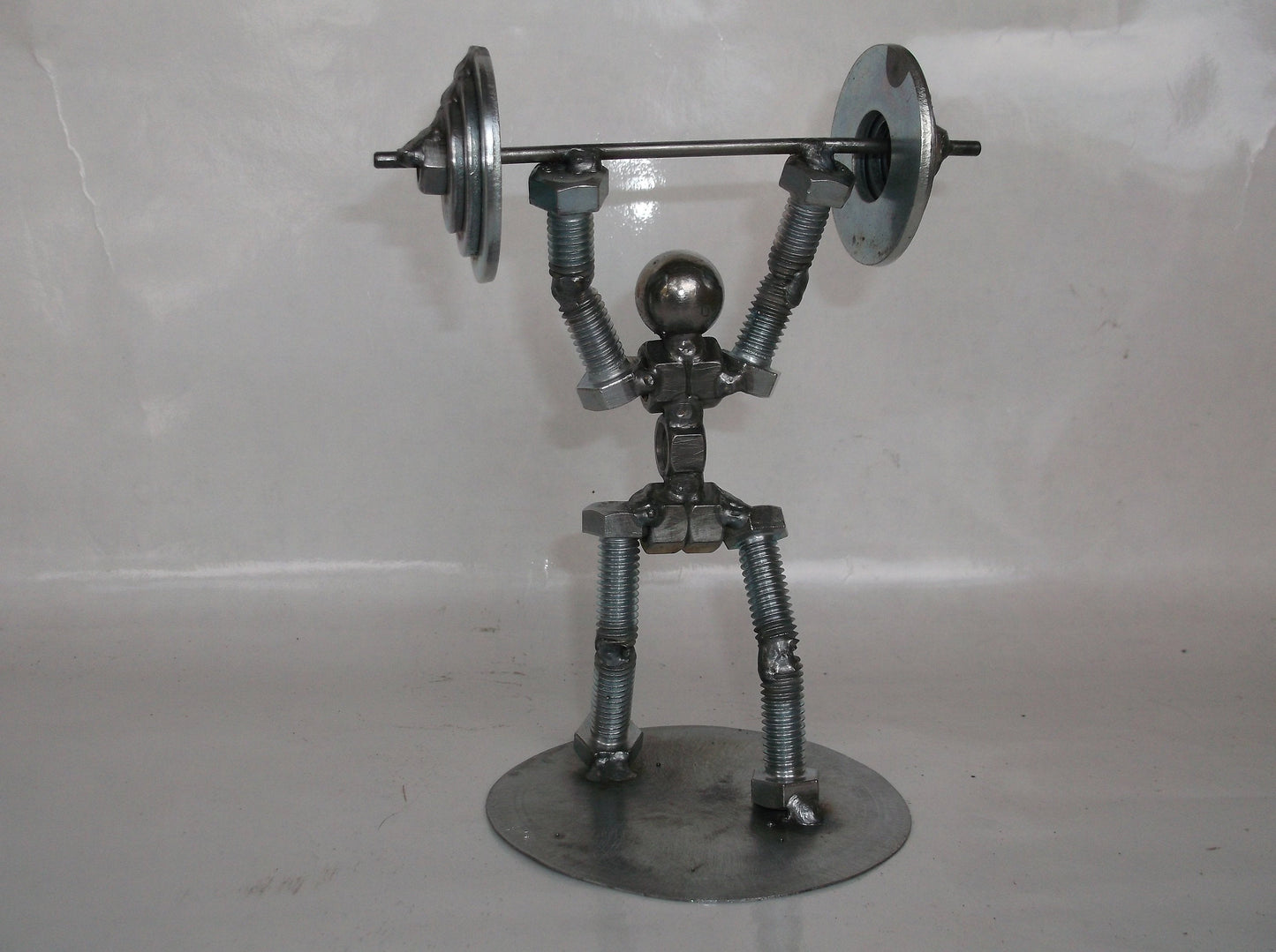 Military Press Weight Lifter, Metal Bolt Figurine, Athlete