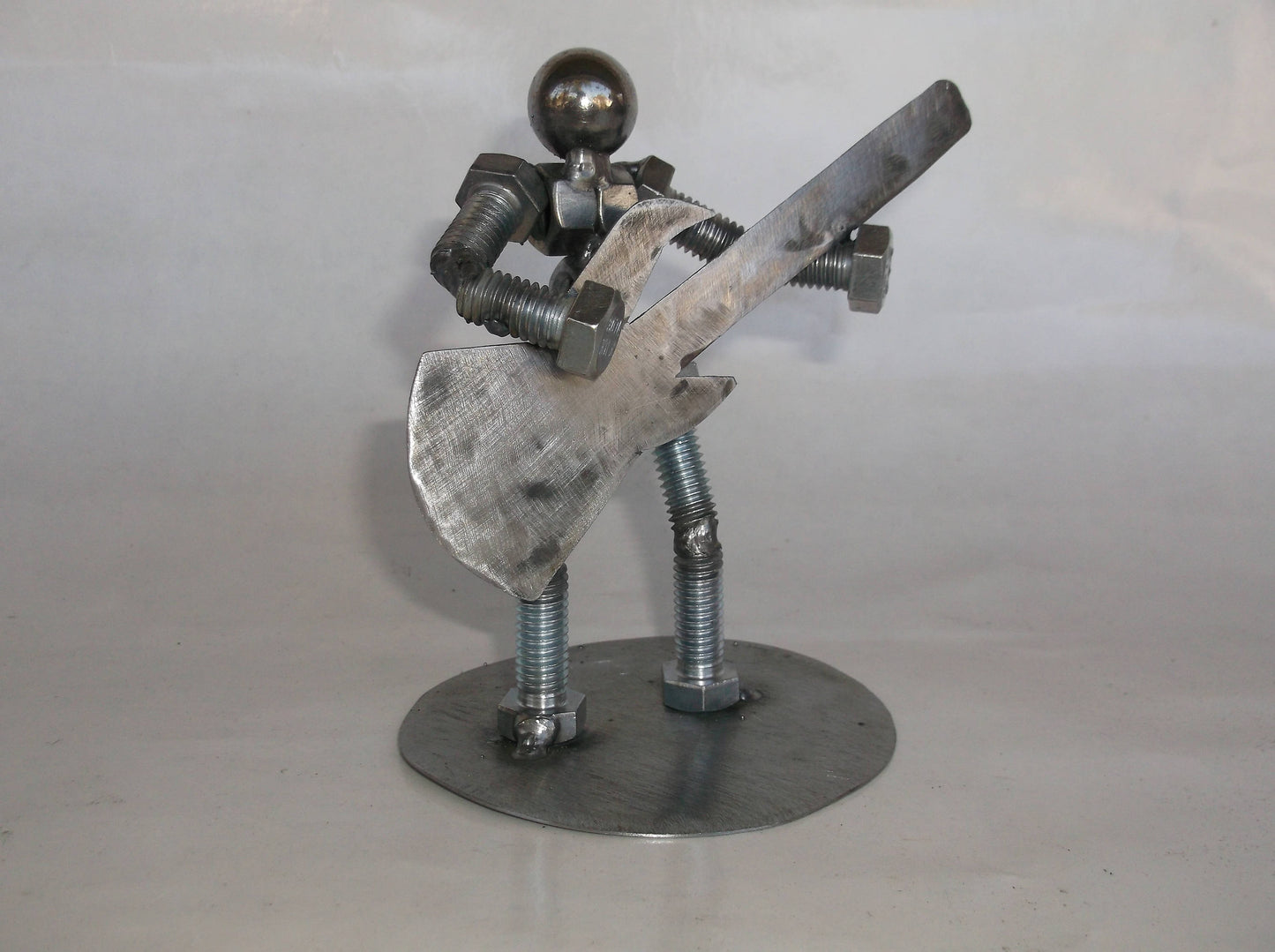 Bass Guitarist, Metal Bolt Figurine, Upcycled Art, Musician