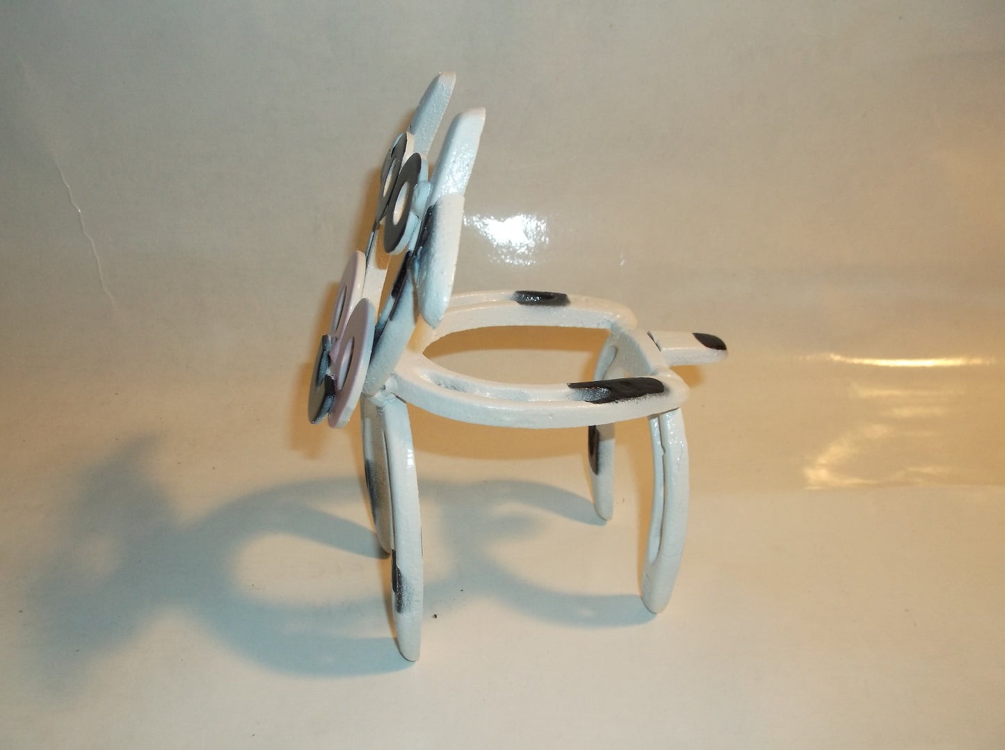 Horseshoe Cow Metal Sculpture,  Up cycled Welded Art