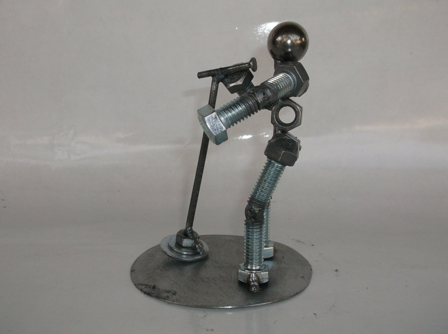 Male Singer Metal Bolt Figurine, Up cycled Art, Musician