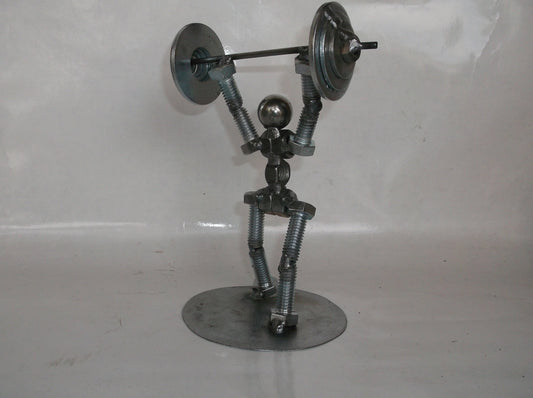 Military Press Weight Lifter, Metal Bolt Figurine, Athlete