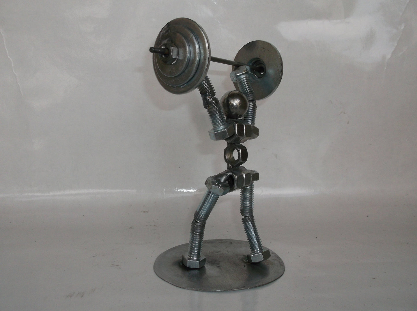 Military Press Weight Lifter, Metal Bolt Figurine, Athlete