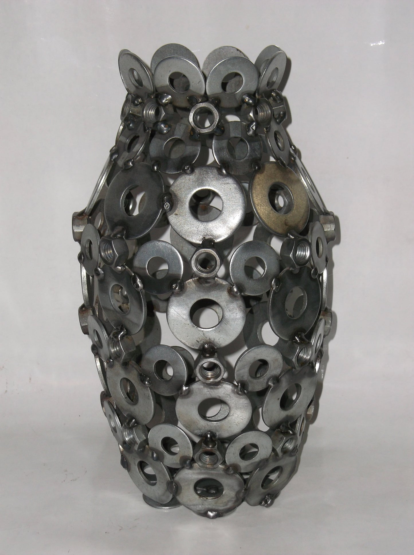 Metal Vase Home Decor, Recycled, Up Cycled,  Welded Metal Sculpture and Art