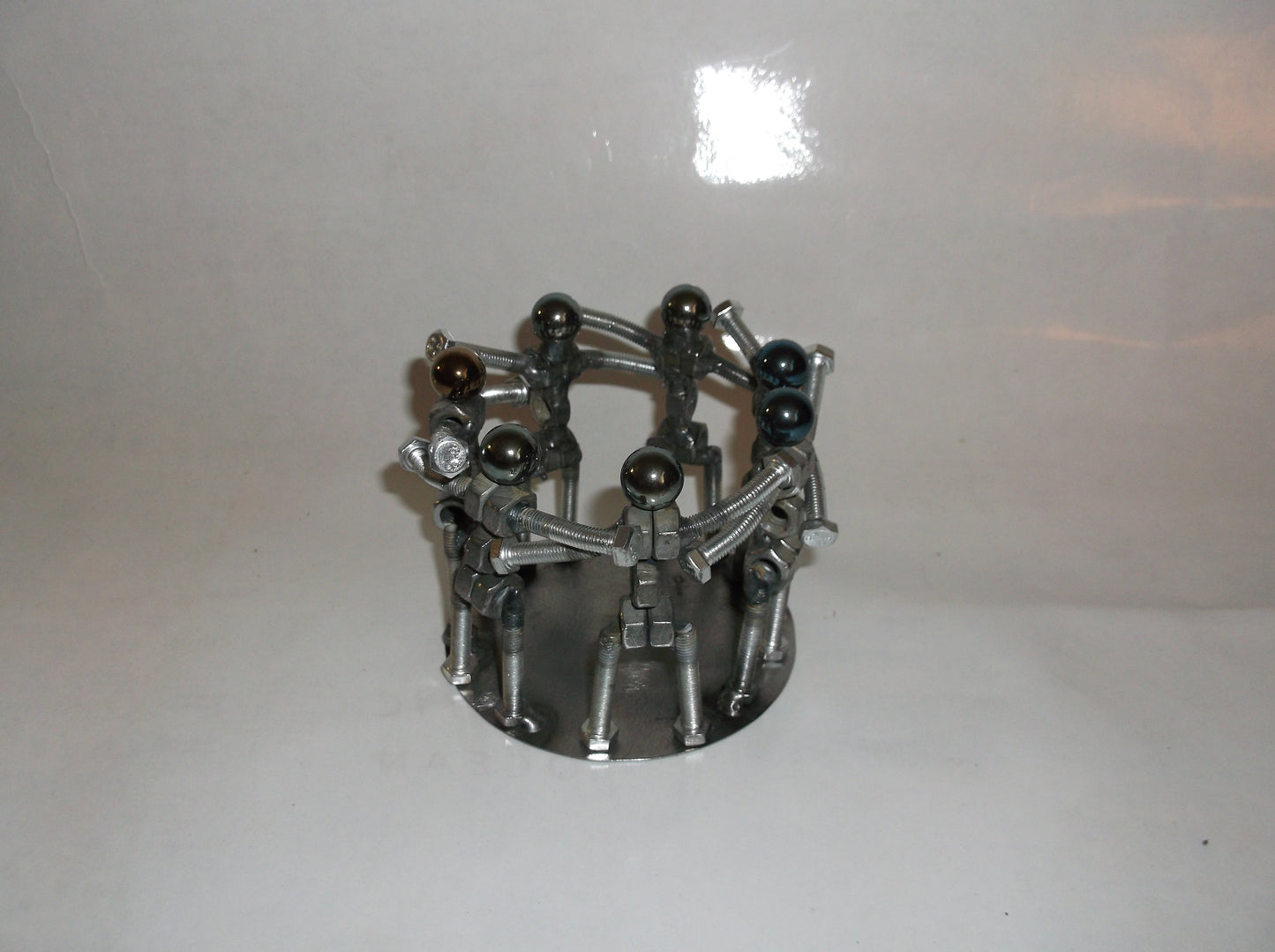 Huddling Metal Bolt People, Group Hug, Team