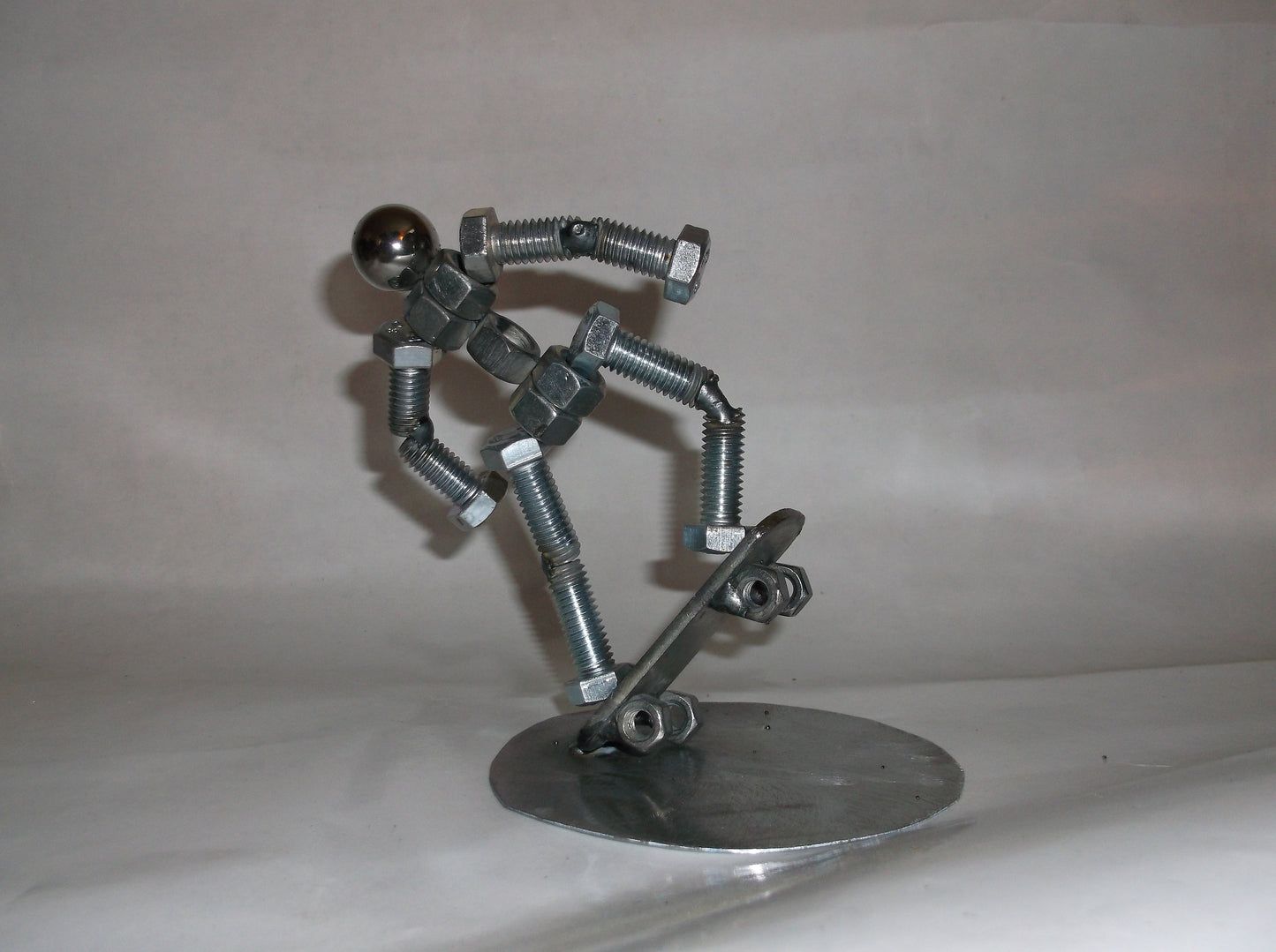 Skateboarder, Metal Bolt Figurine, Upcycled Metal Art