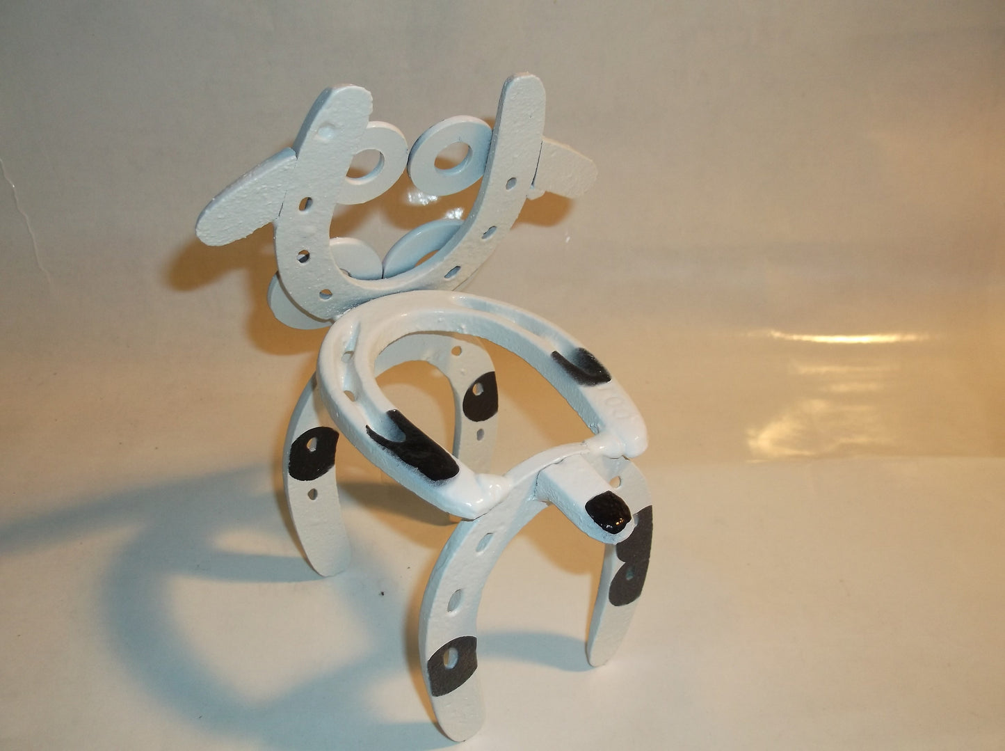Horseshoe Cow Metal Sculpture,  Up cycled Welded Art