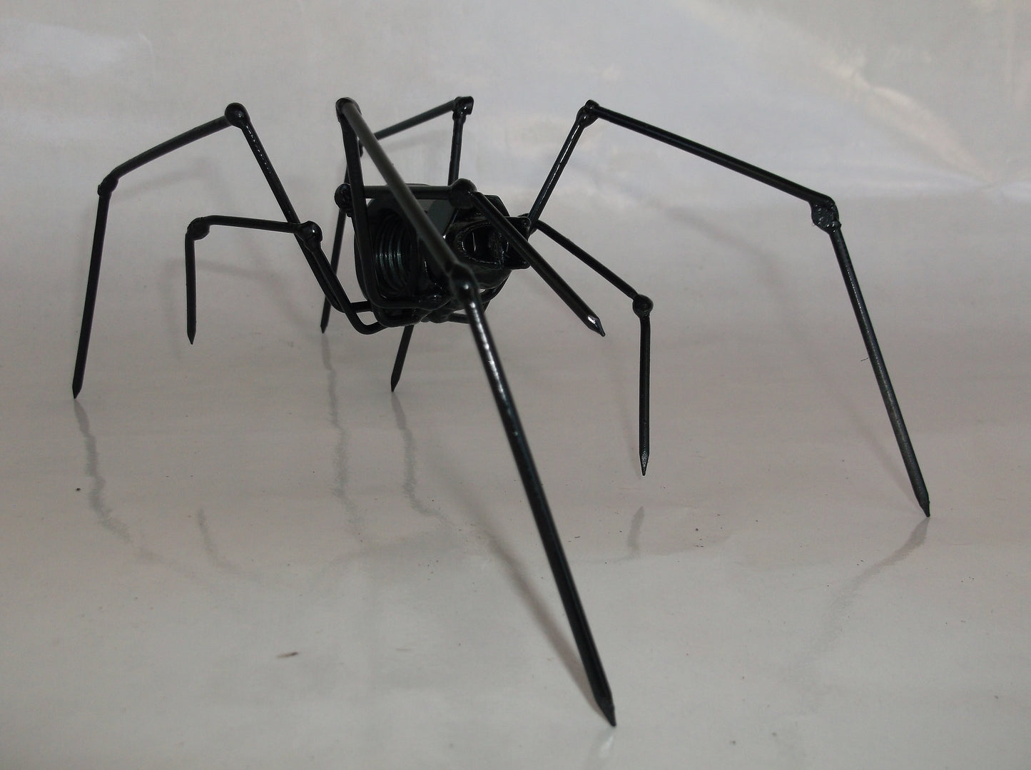 Black Metal Spider, Recycled Welded Art, Halloween Scary Black Widow