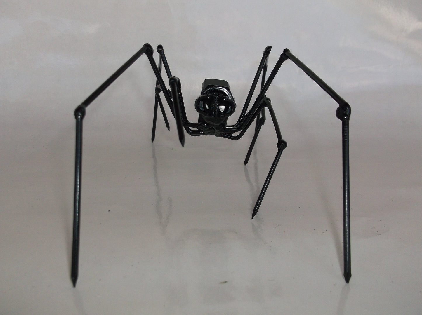 Black Metal Spider, Recycled Welded Art, Halloween Scary Black Widow