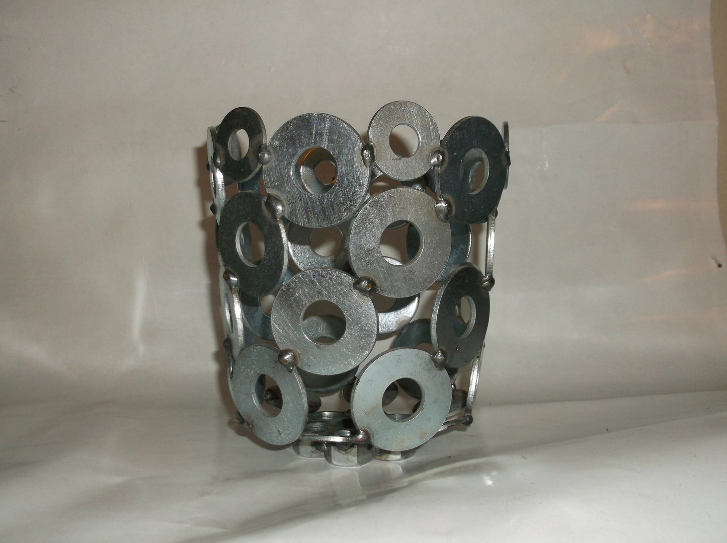 Pink Metal Vase, Metal Flower Pot Container (Holder), Recycled Art
