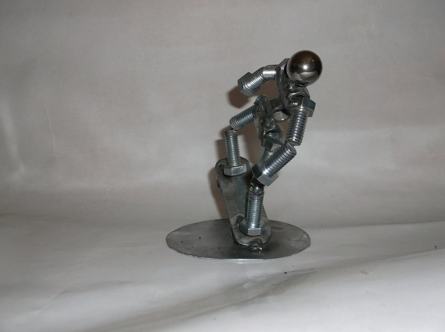 Skateboarder, Metal Bolt Figurine, Upcycled Metal Art