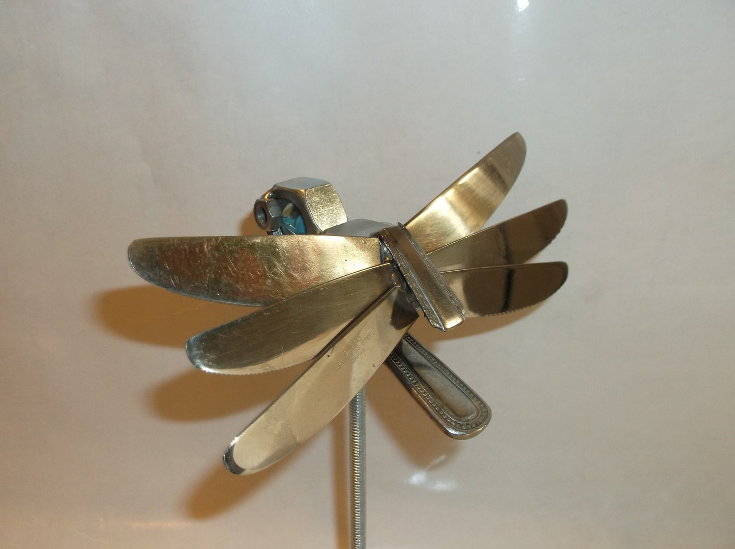 Blue Humming Bird,  Metal Bird Sculpture, Garden Stake