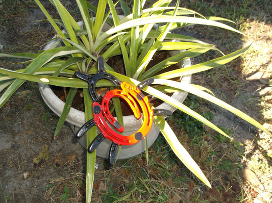 Lady Bug Horseshoe Garden stake, Welded Metal Yard Art