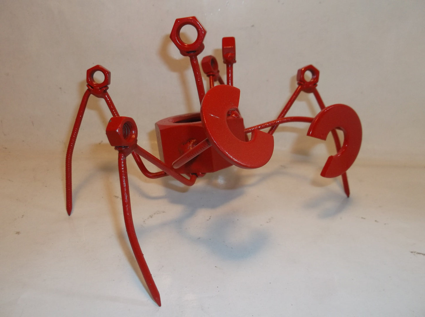 Red Crab Scrap Metal Sculpture Figurine