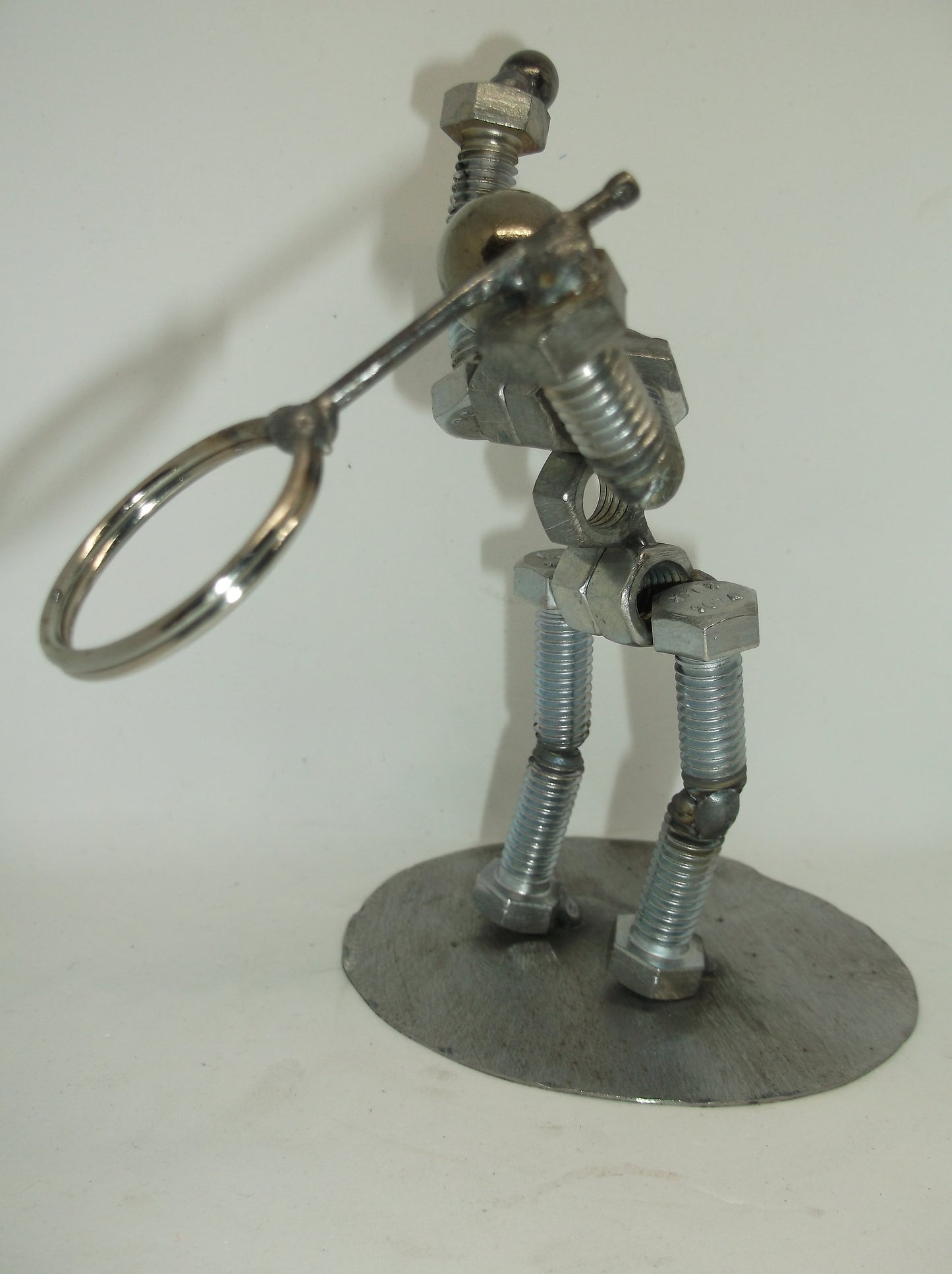 Tennis Player Metal Bolt Figurine, Athlete, Sports figure, Up cycled Welded Art